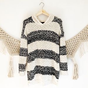 Sanctuary Striped Knit Hooded Sweater